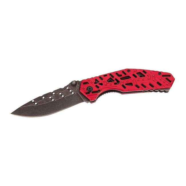 Herbertz Coltello a una mano 9cm , alluminio, rosso, Stonewash