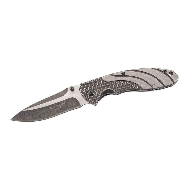 Herbertz Coltello con chiusura a una mano 9 cm acciaio inox con motivo a nido d'ape, stonewash