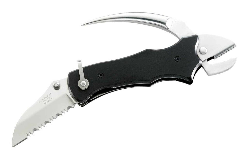 Herbertz Coltello da marinaio 5,5 cm, nero, acciaio inox, alluminio, fodero in nylon