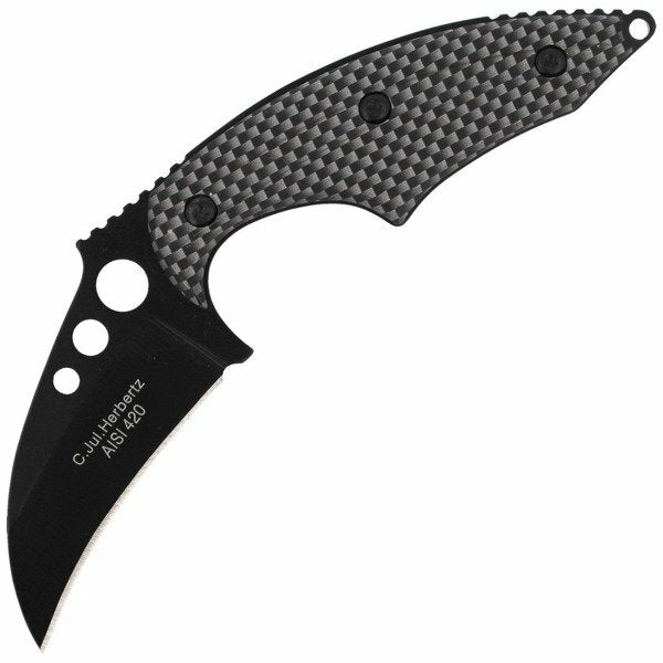 Herbertz 6 cm coltello da collo, alluminio, nero-grigio