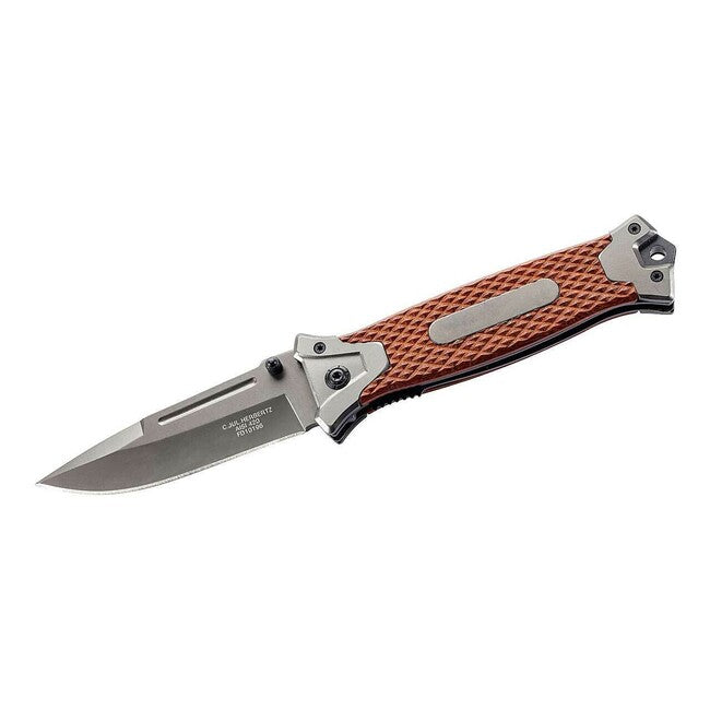 Herbertz Coltello a una mano in rattan 9,7 cm, rattan fresato cnc, accessori in acciaio inox