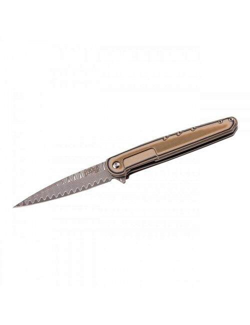 Herbertz Selektion Damast Spike coltello da tasca a una mano 9,5 cm, damasco, g10