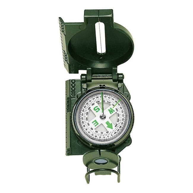Herbertz 7,5 cm bussola da escursionismo, verde, metallo, divisione a 360 gradi / 64 linee