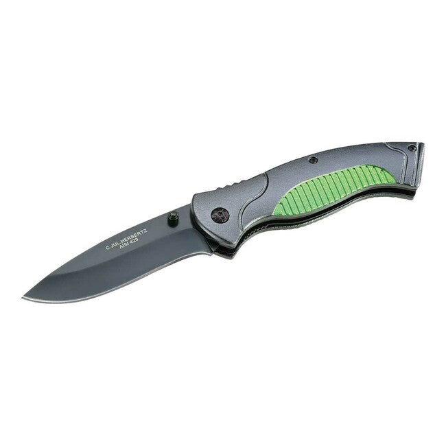 Herbertz Coltello tascabile 8,5 cm, nero-verde, alluminio