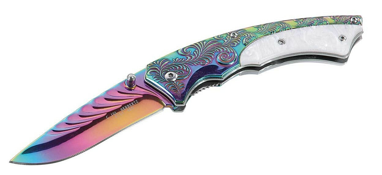 Herbertz 8,5 cm coltello, colore arcobaleno, acciaio inox, acrilico