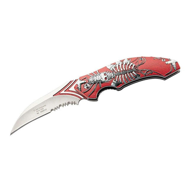 Herbertz Coltello 8,5 cm alluminio rosso scheletro cibernetico