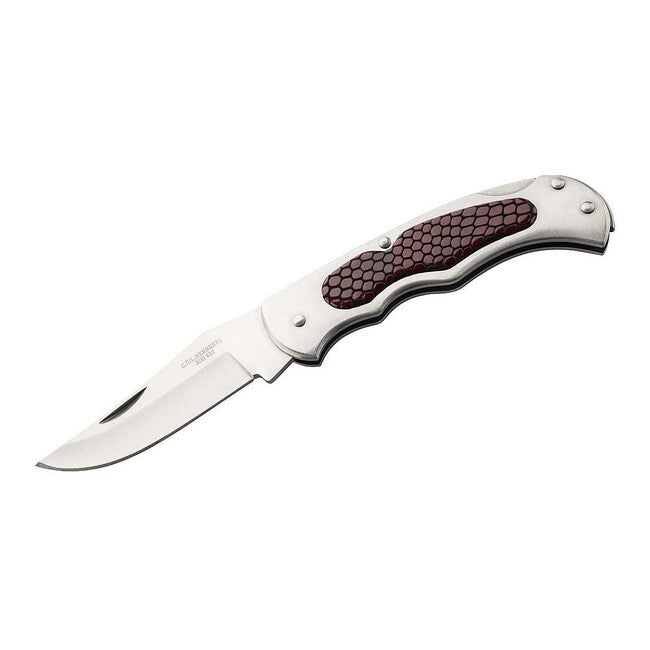 Herbertz Coltello tascabile 8,5 cm, acciaio inossidabile e pelle marrone