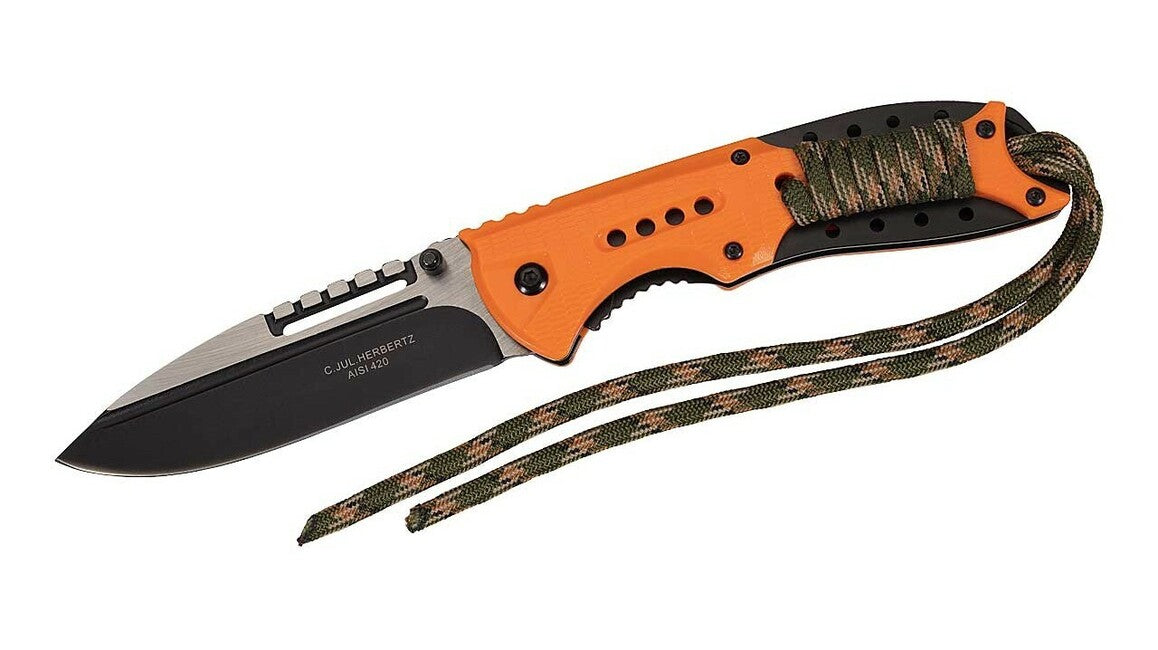 Herbertz Coltello 9,7 cm, nero-arancio, plastica