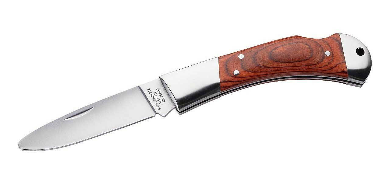 Herbertz Coltello tascabile per bambini 7,6 cm, legno Pakka, acciaio inox