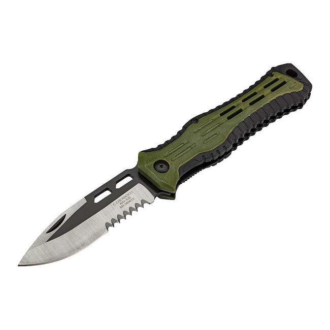 Herbertz Coltello tascabile da esterno 9,8 cm, plastica, nero-verde