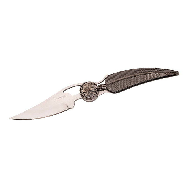 Herbertz Coltello da collezione 8,7 cm, lega di zinco, motivo indiano