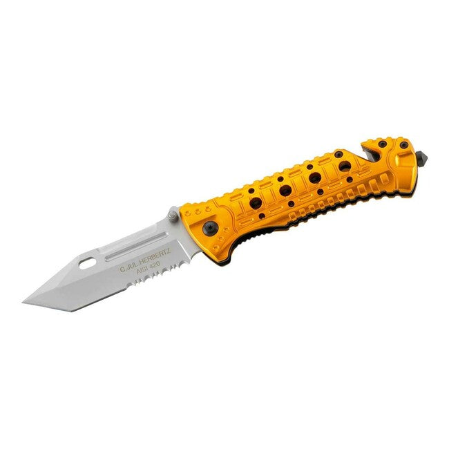 Herbertz Coltello di salvataggio 8,8 cm, giallo, alluminio