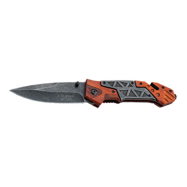 Herbertz Coltello di salvataggio 9,2 cm legno di Pakka acciaio inox stonewash