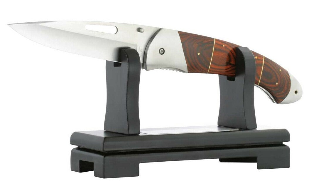 Herbertz Coltello da tasca 17,7 cm, legno Pakka, supporto in legno