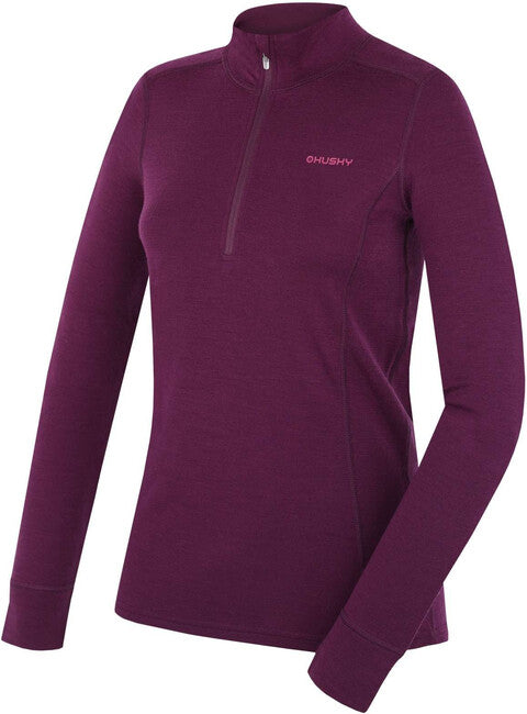 HUSKY Aron Zip felpa merino da donna, deep magenta