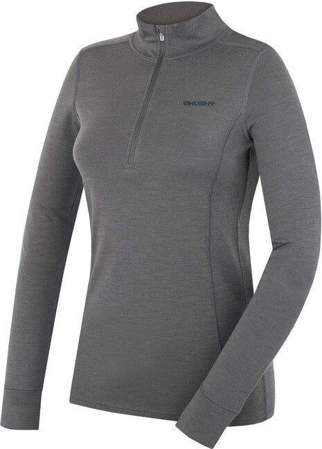HUSKY Aron felpa in merino da donna Zip, dk. grey green