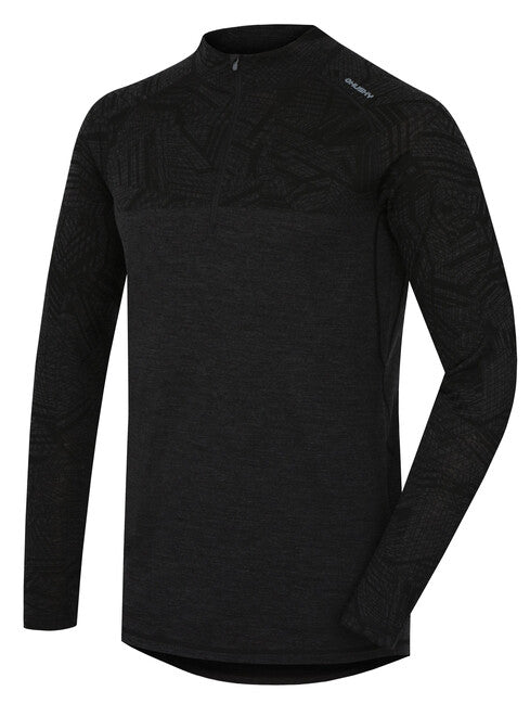 Husky Merino Intimo termico Uomo Dolcevita con cerniera, nero