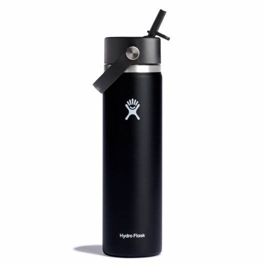 Hydro Flask Wide bottiglia termica con boccaglio 24 OZ Wide Flex Straw Cap 710 ml, nero