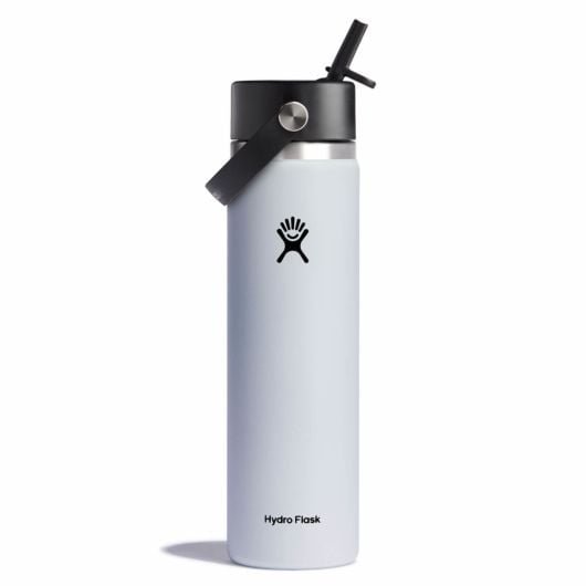 Hydro Flask Bottiglia termica Wide con boccaglio 24 OZ Wide Flex Straw Cap 710 ml, bianco