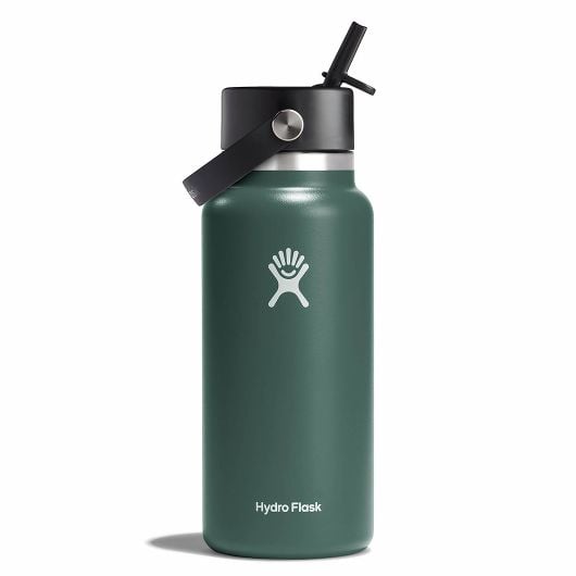 Hydro Flask Wide bottiglia termica con boccaglio 32 OZ Wide Flex Straw Cap 946 ml, abete