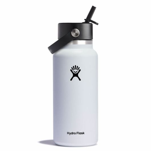Hydro Flask Wide bottiglia termica con boccaglio 32 OZ Wide Flex Straw Cap 946 ml, bianco