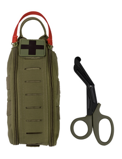 Mil-Tec IFAK Rapid Pack kit di primo soccorso tattico con forbici, oliva