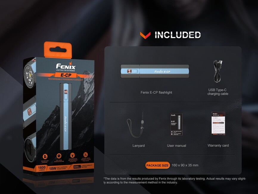 Fenix E-CP powerbank con torcia elettrica, nero