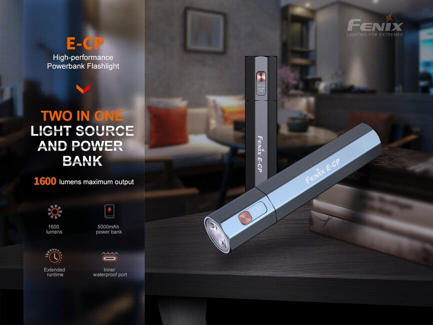 Fenix E-CP powerbank con torcia elettrica, nero