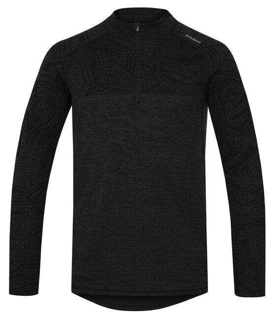 Husky Merino Intimo termico Uomo Dolcevita con cerniera, nero