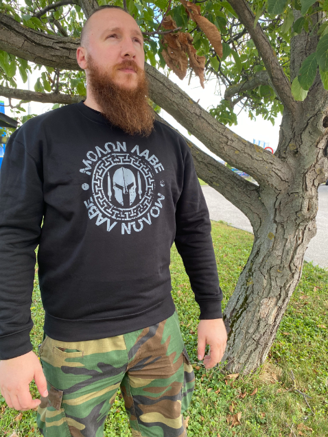 DRAGOWA Molon Labe felpa da uomo 300g/m2, nera