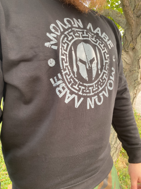 DRAGOWA Molon Labe felpa da uomo 300g/m2, nera