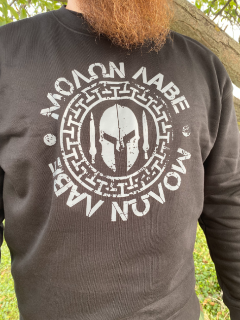 DRAGOWA Molon Labe felpa da uomo 300g/m2, nera