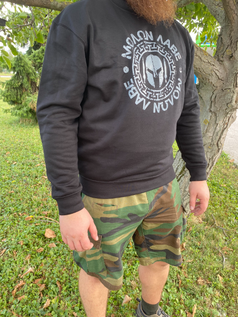 DRAGOWA Molon Labe felpa da uomo 300g/m2, nera