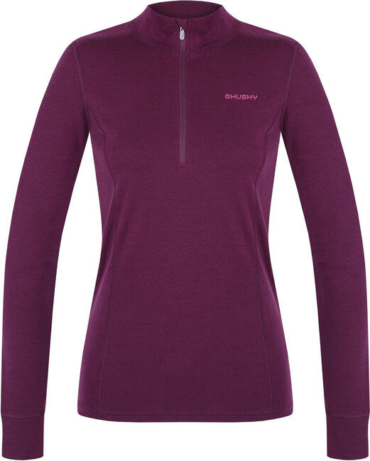 HUSKY Aron Zip felpa merino da donna, deep magenta