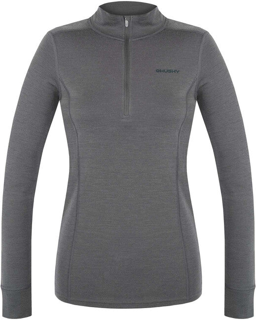 HUSKY Aron felpa in merino da donna Zip, dk. grey green