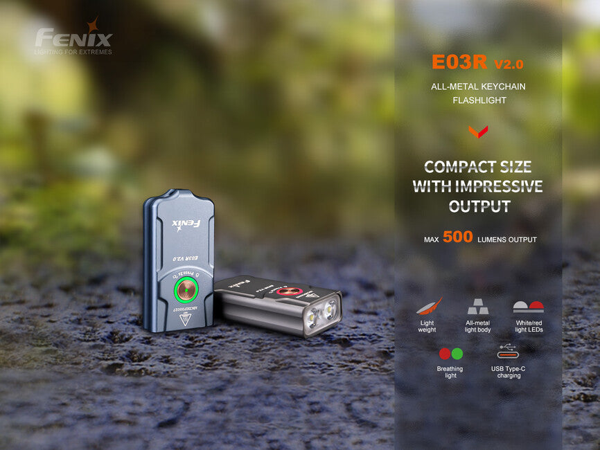 Fenix E03R V2.0 torcia elettrica ricaricabile - blu