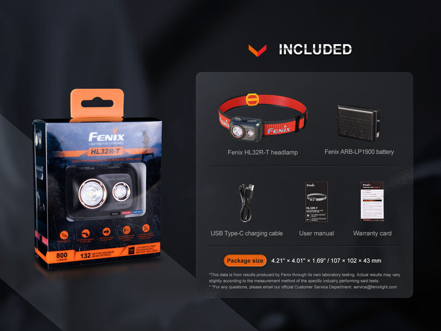 Fenix HL32R-T lampada frontale ricaricabile, nero