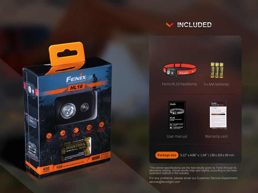 Fenix HL16 lampada frontale (450 lumen) - nero