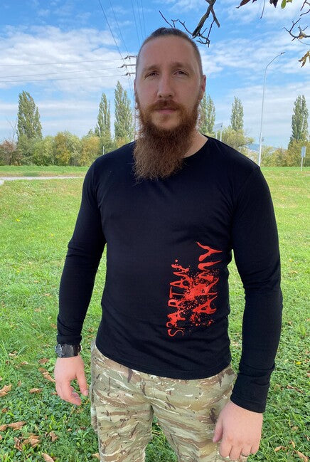 DRAGOWA Fit-T Maglietta a maniche lunghe RedWar, nero 160g/m2