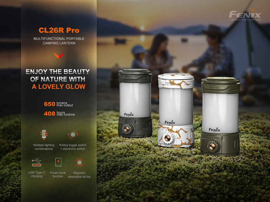 Fenix CL26R PRO Rechargeable Lantern, Grey Camo