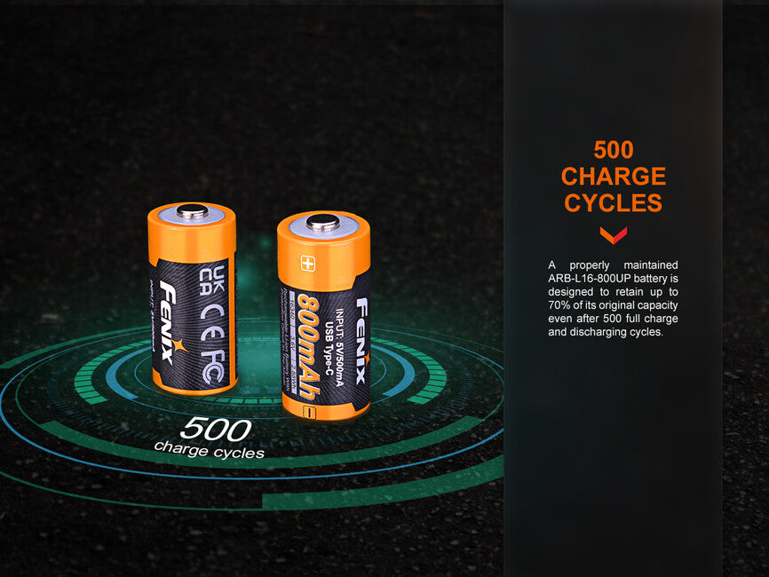 Fenix RCR123A batteria ricaricabile 800 mAh USB-C li-ion