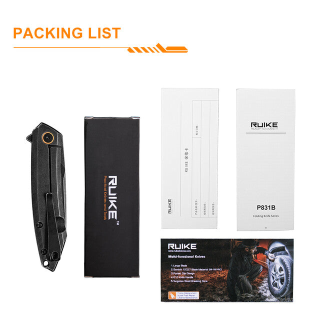 Ruike P831S coltello, nero