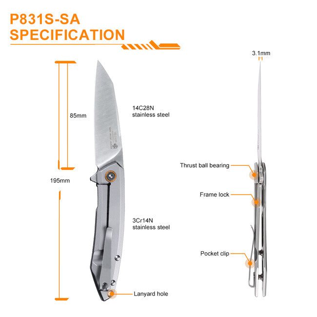 Ruike P831S coltello, argento