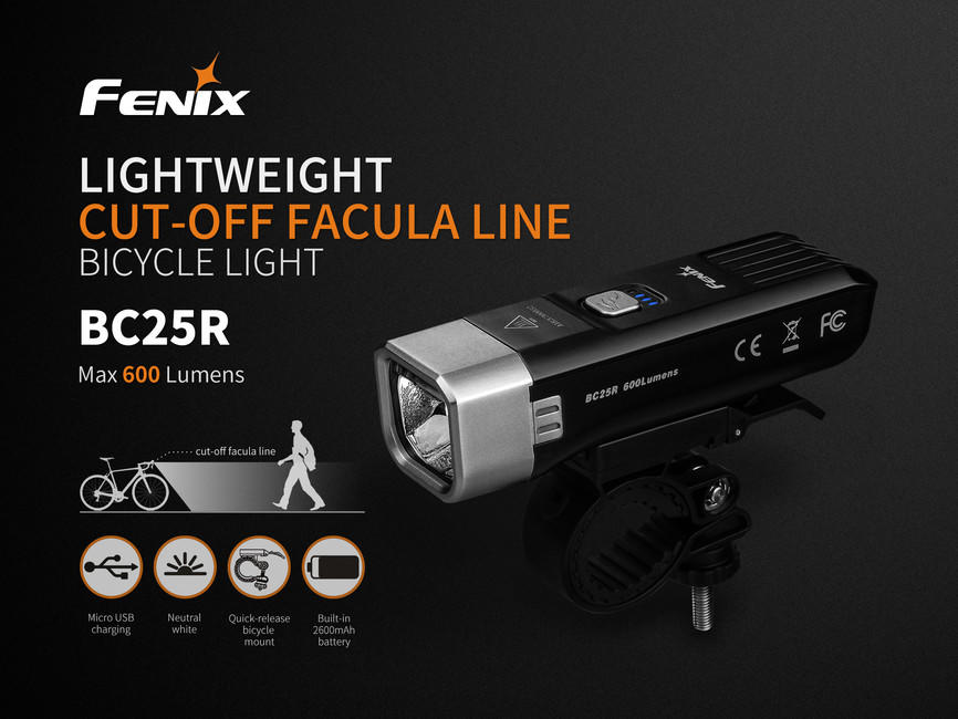 Fenix BC25R batteria ricaricabile per ciclismo 600 lumen
