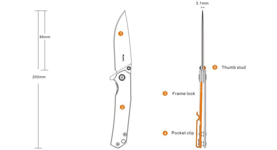 Ruike P801-SF coltello di chiusura, argento