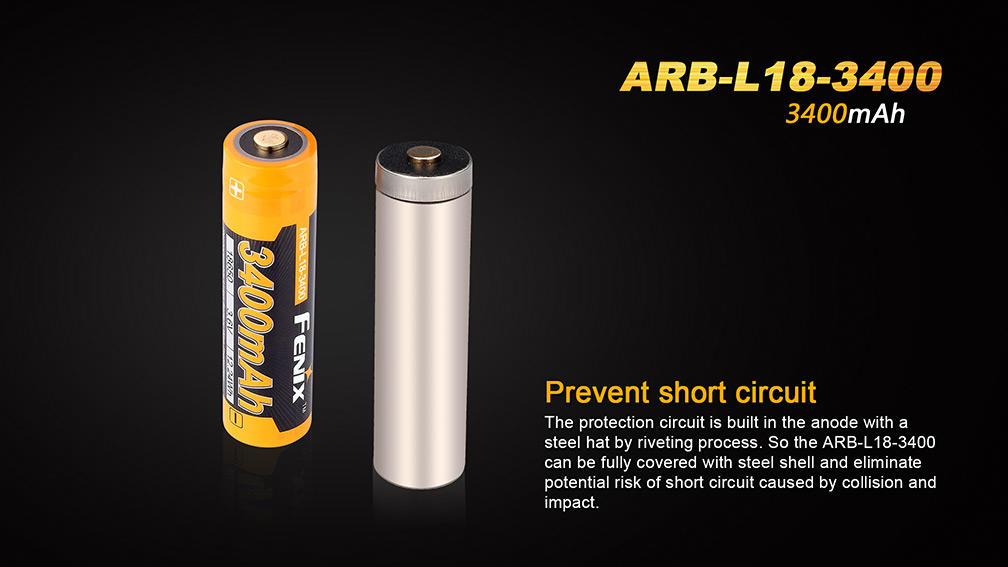 Fenix 18650 Rechargeable Battery 3400mAh, Li-Ion
