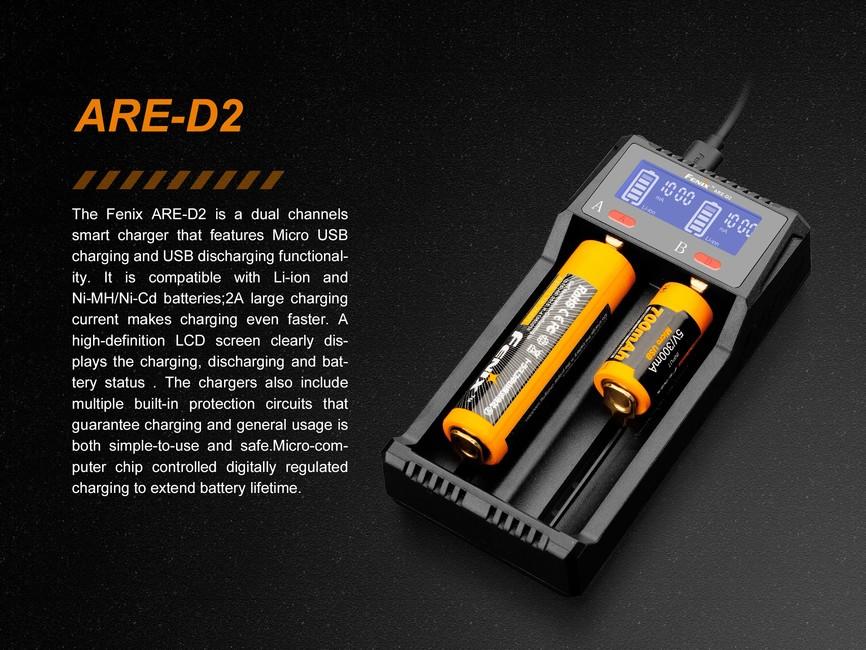 Fenix ARE-D2 caricatore usb ioni di litio, nimh