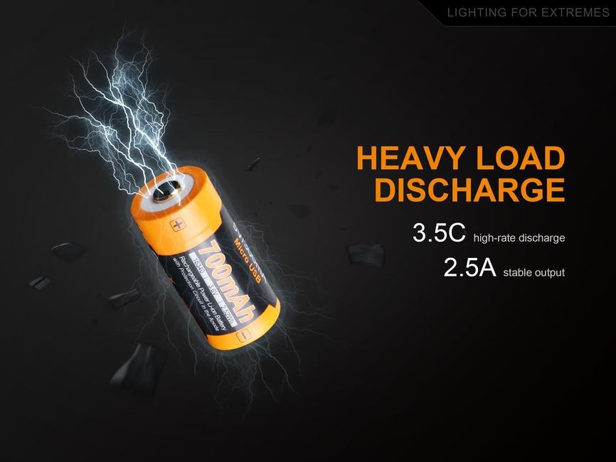 Fenix RCR123A usb li-ion ad alta corrente