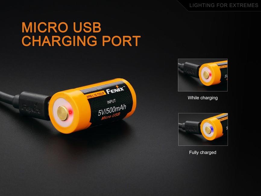 Fenix RCR123A usb li-ion ad alta corrente