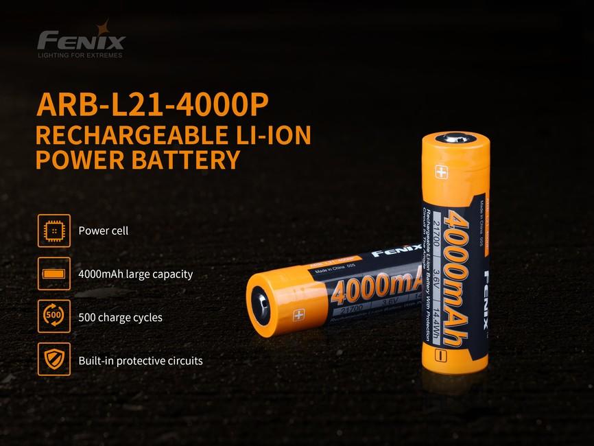 Fenix 21700 batteria ricaricabile 4000 mAh li-ion